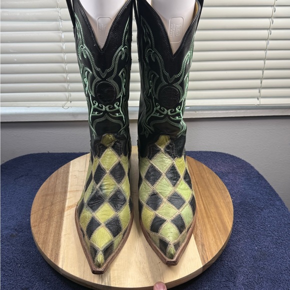 Red Diamond Ostrich Cowboy Boot With Matching Belt (Mens 10 Belt 36) - Picture 2 of 12